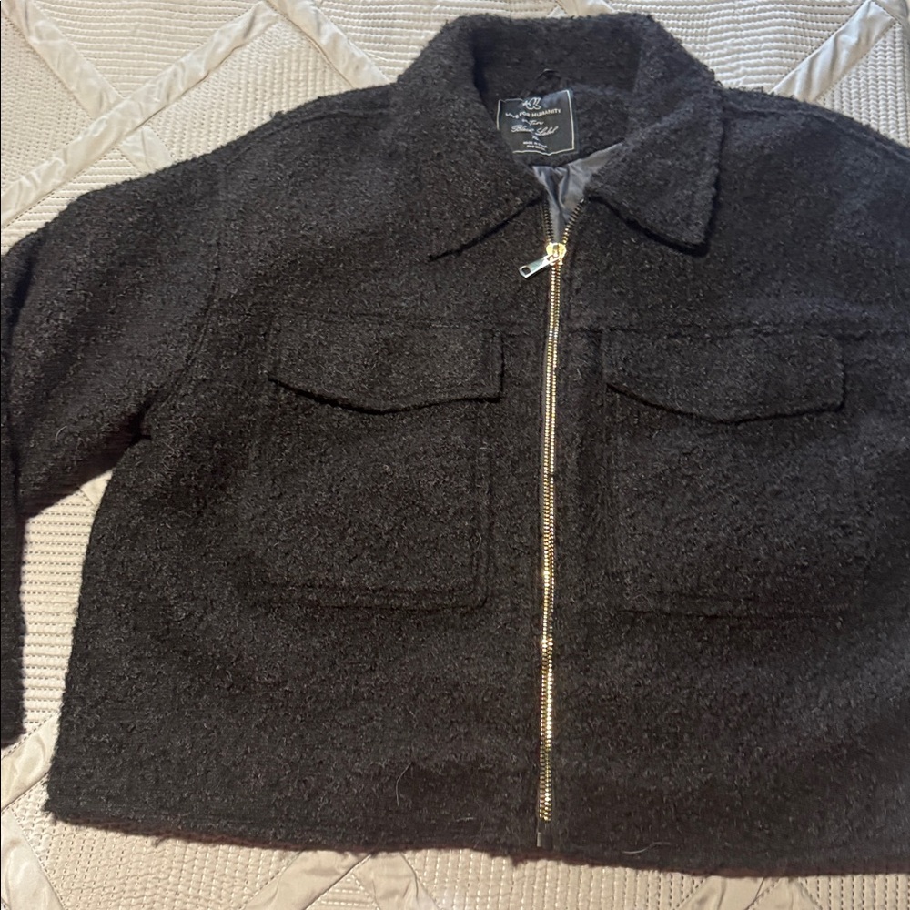 Love for humanity black label 100%polyester stylish coat